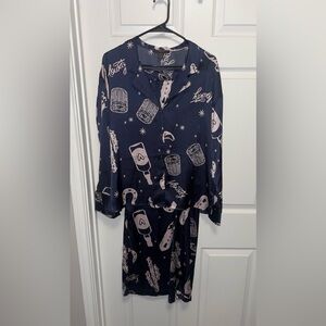 Women's Navy Blue Cowboy Print Pajama Set